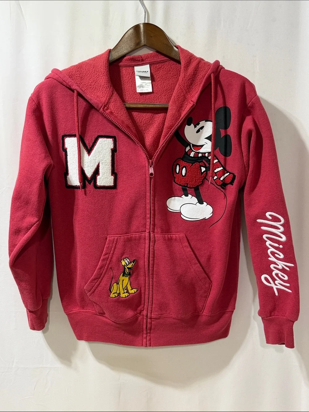 Youth Red Mickey Mouse Zip-Up Hoodie